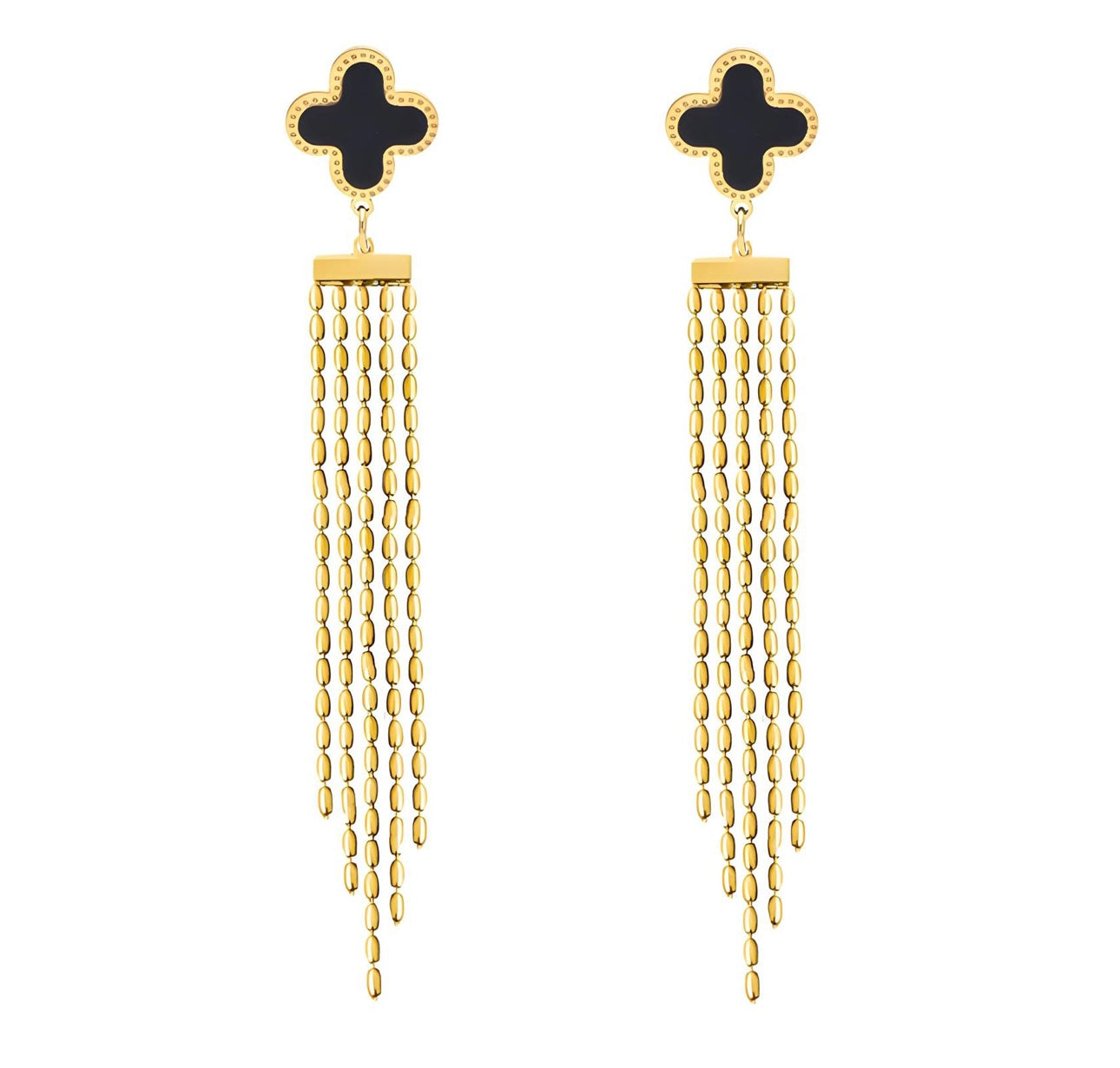 Black Four Clover Earrings