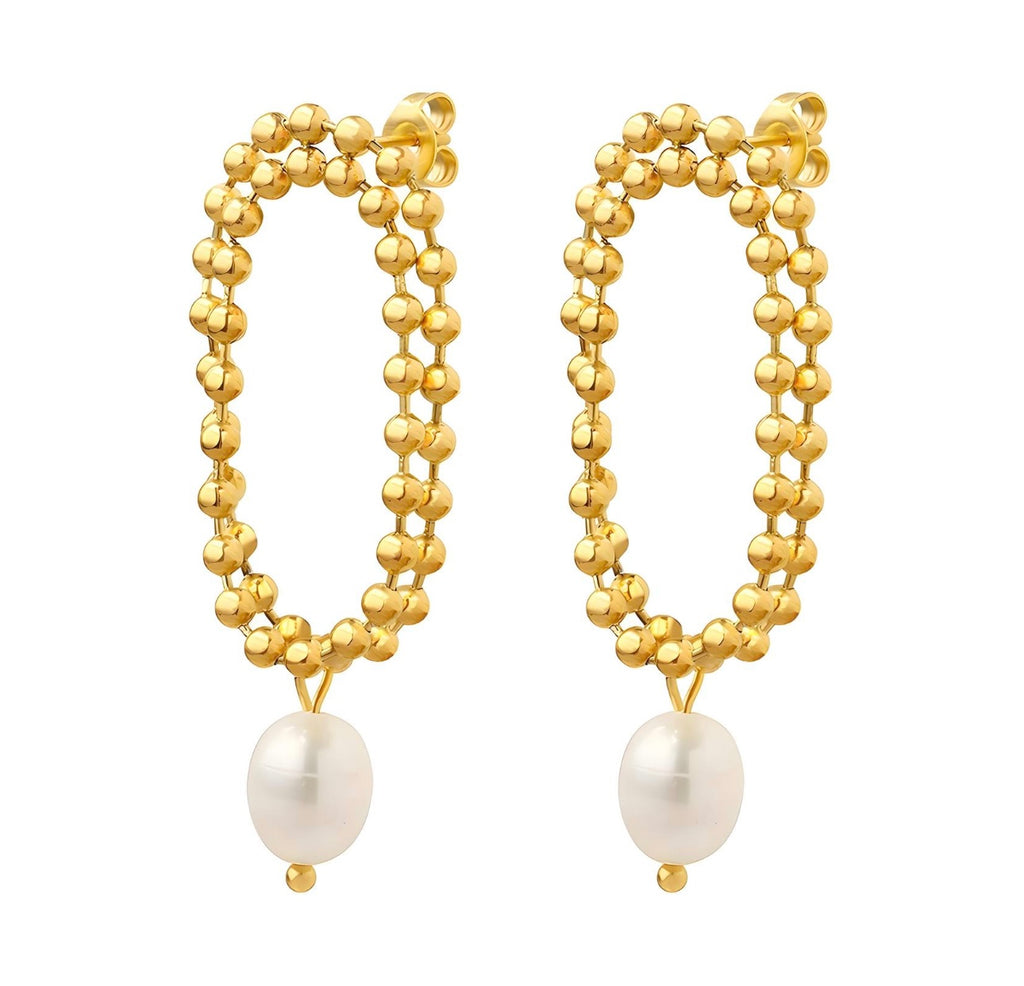 Beaded Earrings with Natural fresh pearl