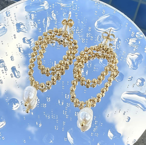 Beaded Earrings with Natural fresh pearl