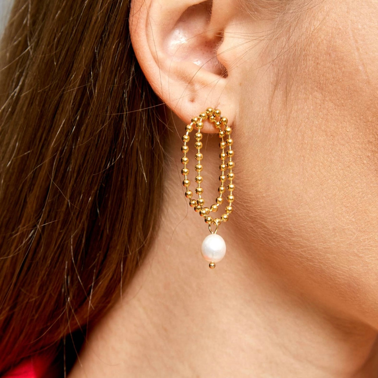 Beaded Earrings with Natural fresh pearl